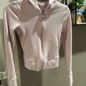 Gilly Hicks Pale Pink Waffle Zip Hoodie